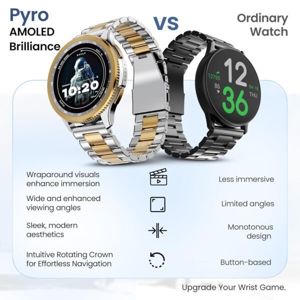 Boult Crown R Pro Smart Watch 1.43" HD AMOLED, Bluetooth Calling, Working Crown, Zinc Alloy Frame, 600 Nits Brightness, AI Voice Assistant, SpO2 Monitoring, 120+ Sports Mode - Image 6